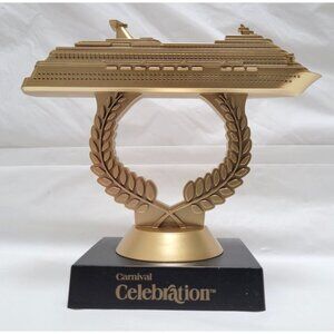 Carnival CCL CELEBRATION Gold Plastic Ship on a Stick Cruise Trophy